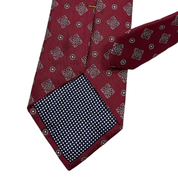 ETON Burgundy Geometric Silk LUXURY Tie ITALY - Picture 4 of 4